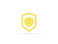 UV protection icon, anti ultraviolet radiation with sun and shield logo symbol. vector illustration Royalty Free Stock Photo