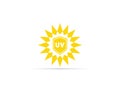 UV protection icon, anti ultraviolet radiation with sun and shield logo symbol. vector illustration Royalty Free Stock Photo