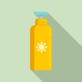 Uv protection lotion icon, flat style