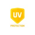 UV protection shield icon vector sign isolated on white, idea of logo label Royalty Free Stock Photo