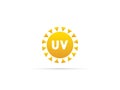 UV radiation icon, ultraviolet with sun logo symbol. vector illustration Royalty Free Stock Photo