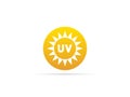 UV radiation icon, ultraviolet with sun logo symbol. vector illustration