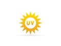 UV radiation icon, ultraviolet with sun logo symbol. vector illustration