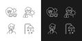 UV rays exposure risk linear icons set for dark and light mode