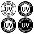 UV sterilization stamp. UV light disinfection. Badge set for ultraviolet sterilization. Ultraviolet germicidal irradiation.