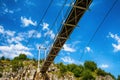 Landscape with pedestrian bridge at river Uvac gorge Royalty Free Stock Photo