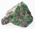 uvarovite garnet crystals on raw chromite rock