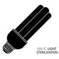 UVC light sterilization icon. Ultraviolet light sterilization of air and surfaces. Bactericidal lamp. Surface cleaning and Royalty Free Stock Photo