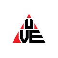 UVE triangle letter logo design with triangle shape. UVE triangle logo design monogram. UVE triangle vector logo template with red Royalty Free Stock Photo