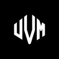 UVM letter logo design with polygon shape. UVM polygon and cube shape logo design. UVM hexagon vector logo template white and Royalty Free Stock Photo