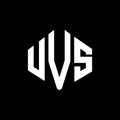 UVS letter logo design with polygon shape. UVS polygon and cube shape logo design. UVS hexagon vector logo template white and Royalty Free Stock Photo
