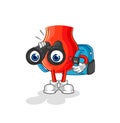 Uvula with binoculars character. cartoon mascot vector