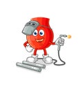 Uvula welder mascot. cartoon vector