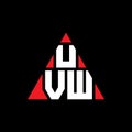 UVW triangle letter logo design with triangle shape. UVW triangle logo design monogram. UVW triangle vector logo template with red Royalty Free Stock Photo