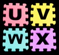 UVWX Alphabet learning blocks isolated Black