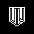 UW Logo monogram shield geometric black line inside white shield color design