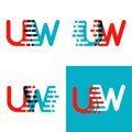 UW letters logo with accent speed red and blue