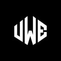 UWE letter logo design with polygon shape. UWE polygon and cube shape logo design. UWE hexagon vector logo template white and Royalty Free Stock Photo