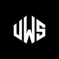UWS letter logo design with polygon shape. UWS polygon and cube shape logo design. UWS hexagon vector logo template white and Royalty Free Stock Photo