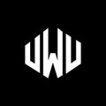 UWU letter logo design with polygon shape. UWU polygon and cube shape logo design. UWU hexagon vector logo template white and Royalty Free Stock Photo