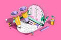 UX design concept 3d isometric outline web design Royalty Free Stock Photo