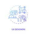 UX designer blue gradient concept icon. Software experience for customer satisfaction.