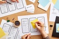 UX designers working on mobile app wireframes Royalty Free Stock Photo