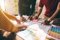 UX graphic designer planning application process development prototype wireframe for web smart phone. Creative digital development Royalty Free Stock Photo