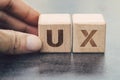 UX development, User Experience design concept, hand building cu Royalty Free Stock Photo