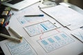 Ux Graphic designer creative sketch planning application process development prototype wireframe for web mobile phone . User