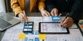 UX graphic designer planning application process development prototype wireframe for web smart phone. Creative digital development Royalty Free Stock Photo