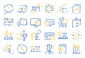 UX line icons. Set of AB testing, Journey path map and Question mark linear icons. Vector Royalty Free Stock Photo