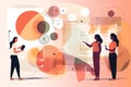 UX Research Team Analyzing User Data, Flat Illustration
