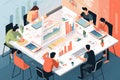 UX Research Team Analyzing User Data, Flat Illustration