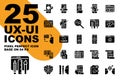 UX UI Application solid and glyph icons set base on 64px