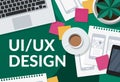 UX UI design concept on green Royalty Free Stock Photo