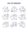 UX UI Design Doodle Spot Illustrations Set