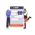 UX UI designer building mobile app interface design. Abstract phone application and people editors creating, uploading Royalty Free Stock Photo