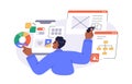 UX UI designer. User experience, web interface design concept. Creating digital graphic layout, wireframe, visual Royalty Free Stock Photo