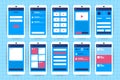 UX UI Flowchart. Mock-ups mobile application concept flat desig