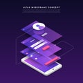 UX UI Flowchart. Mock-ups mobile application concept isometric