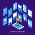 UX UI Flowchart. Mock-ups mobile application concept isometric Royalty Free Stock Photo