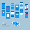 UX UI Flowchart. Mock-ups mobile application concept isometric