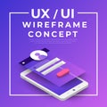 UX UI Flowchart. Mock-ups mobile application concept isometric