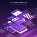 UX UI Flowchart. Mock-ups mobile application concept isometric