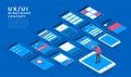 UX UI Flowchart. Mock-ups mobile application concept isometric Royalty Free Stock Photo
