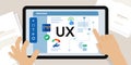 UX user experience design website interaction designer working on screen hands create interface layout using software Royalty Free Stock Photo