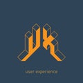 UX - user experience, monogram or logotype. Isometric 3d font for design. Volume alphabet. Three-dimension letters. U and X Royalty Free Stock Photo