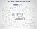 UX Website Design concept with Doodle design style: