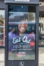 UXBRIDGE, LONDON/ENGLAND- 29 August 2020: Eat out to help out billboard in Uxbridge town centre Royalty Free Stock Photo